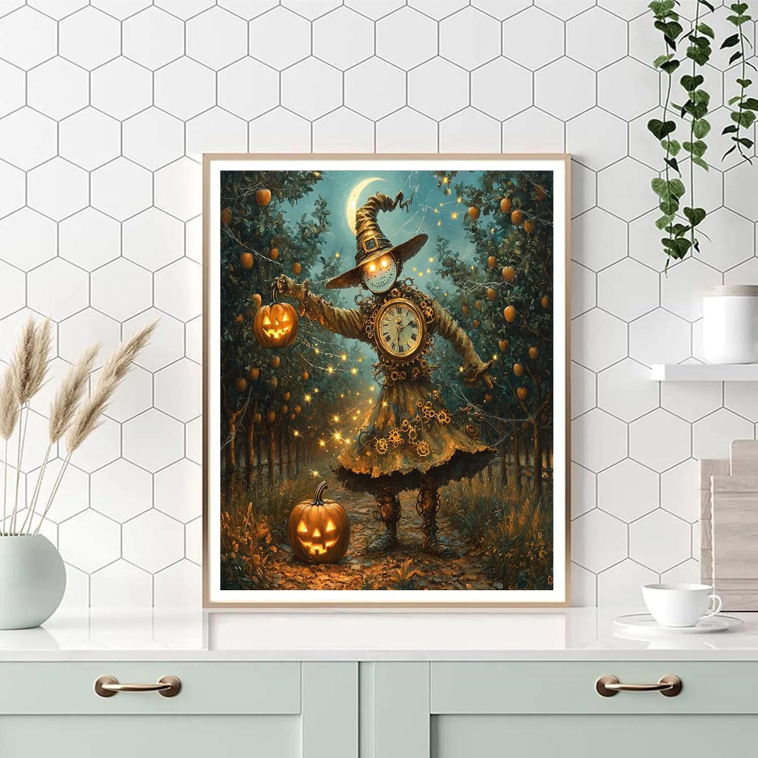 Clockwork Orchard With Haunted Lanterns Number painting