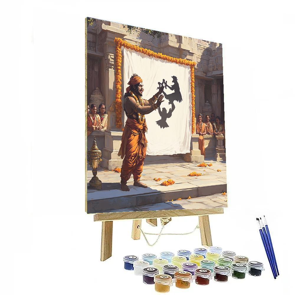 Temple Courtyard Hanuman Shadow Play Painting by numbers kit