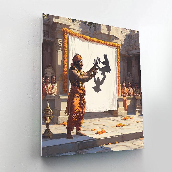 Temple Courtyard Hanuman Shadow Play Painting by numbers kit