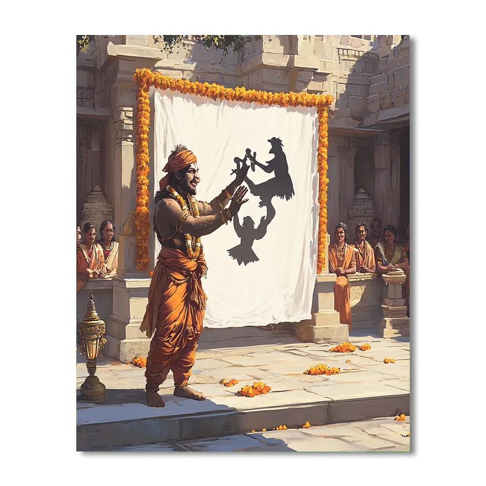Temple Courtyard Hanuman Shadow Play Painting by numbers kit