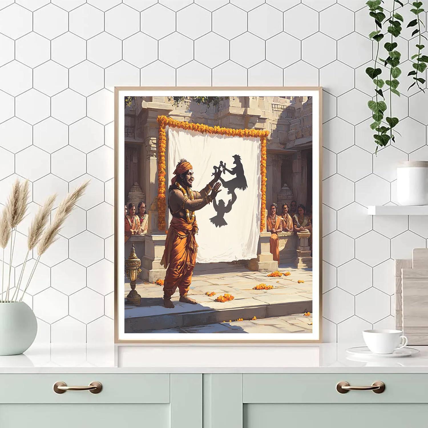 Temple Courtyard Hanuman Shadow Play Painting by numbers kit