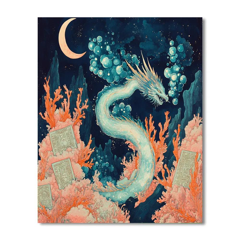 Tideglass Dragon Of The Moonlit Reef paint by numbers