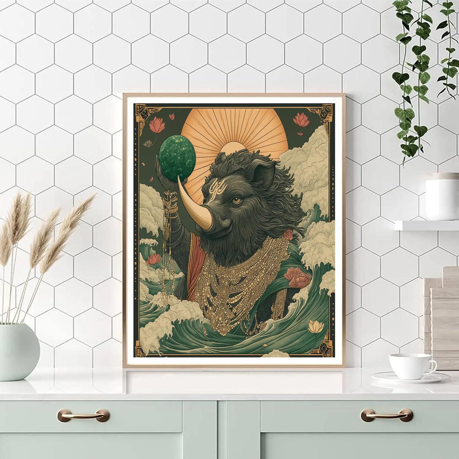 Varaha Lifting The Emerald Earth Sphere Paint by numbers kits