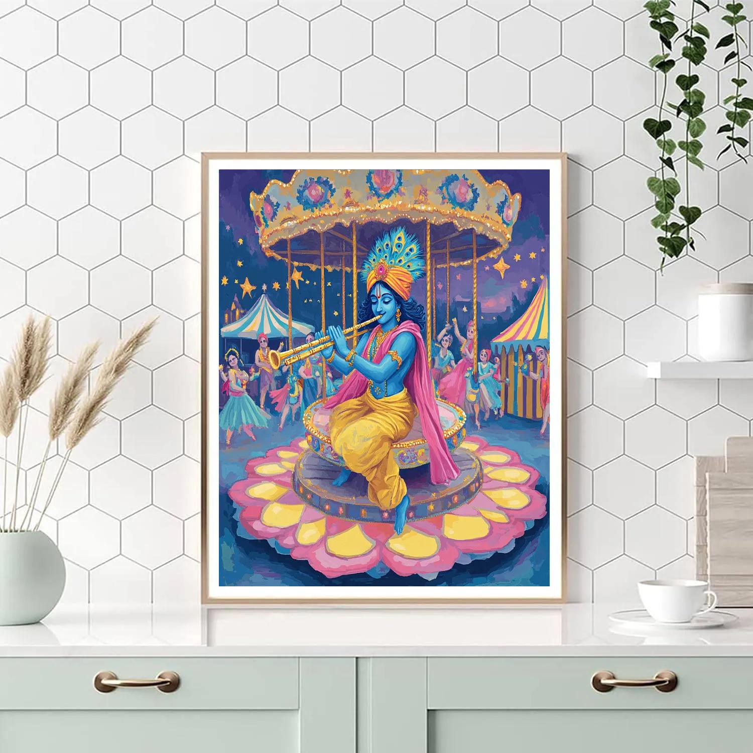 Krishna Hosting The Cosmic Rasa Dance Carousel paint by numbers