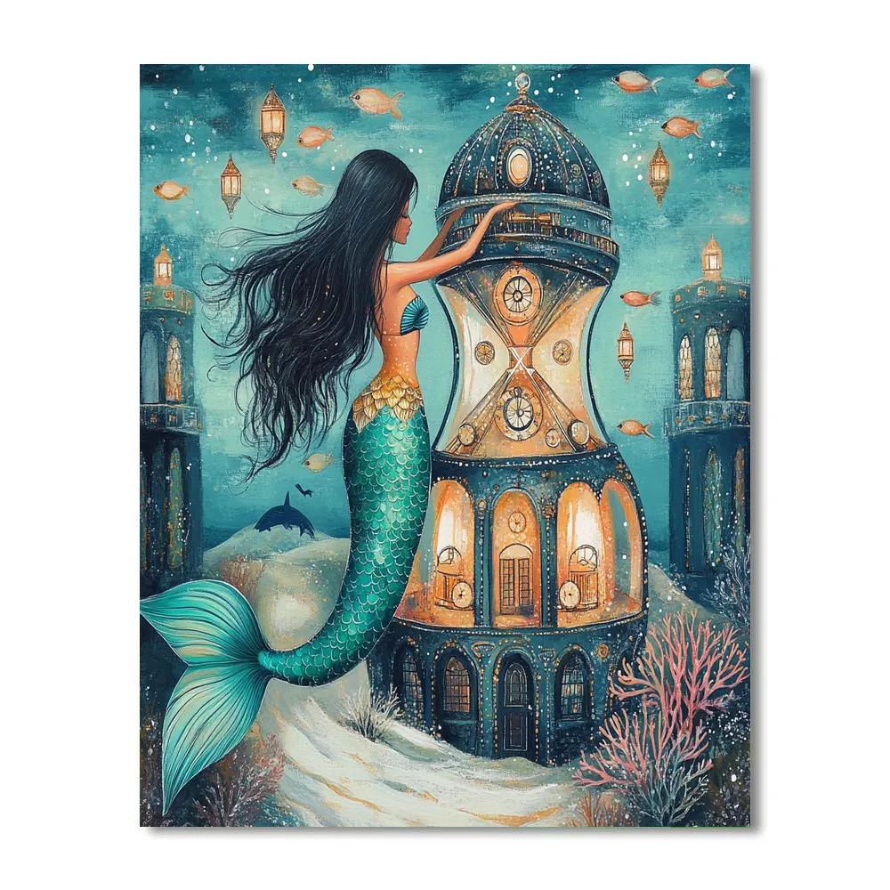 Mermaid Of The Tideglass Observatory paint by number