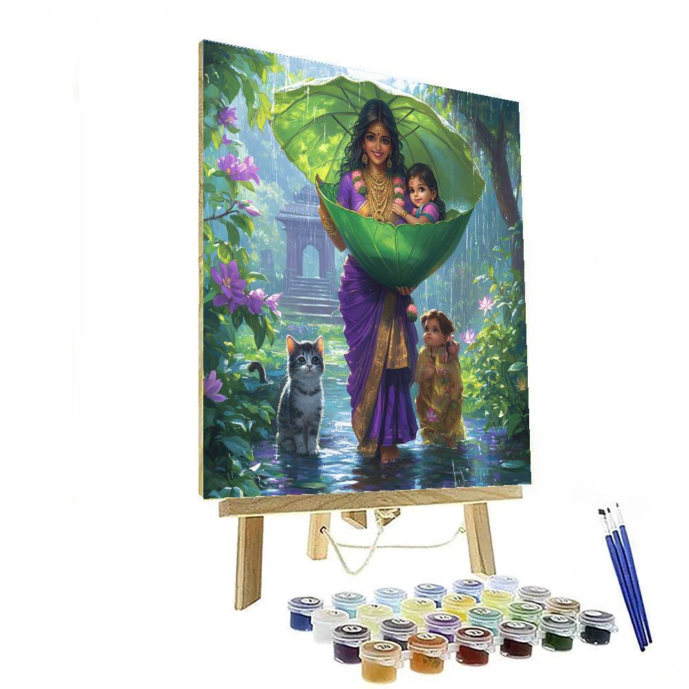 Parvati In Rain Season Compassion Scene Painting by numbers kit