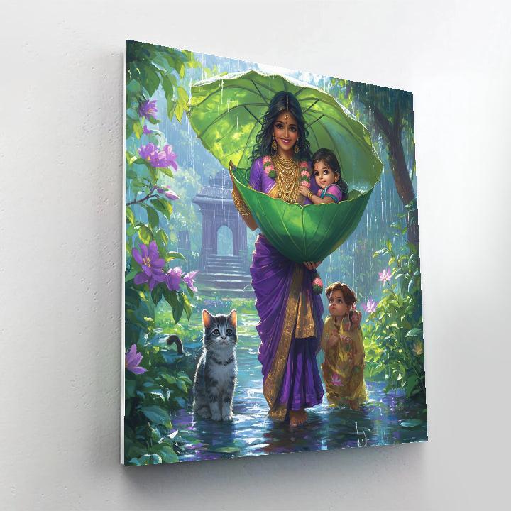 Parvati In Rain Season Compassion Scene Painting by numbers kit