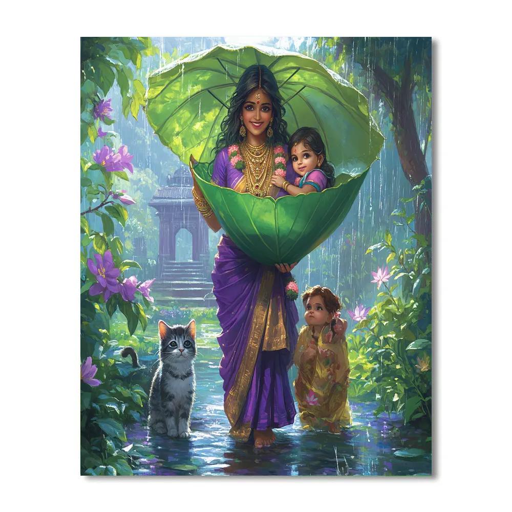 Parvati In Rain Season Compassion Scene Painting by numbers kit