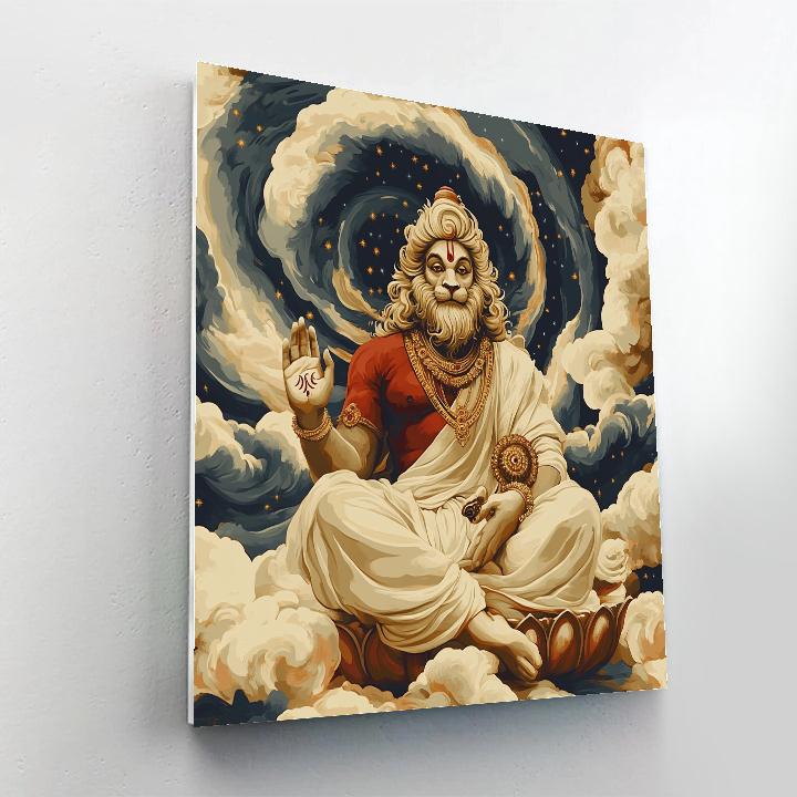 Narasimha Calming The Storm Of Fear Number painting