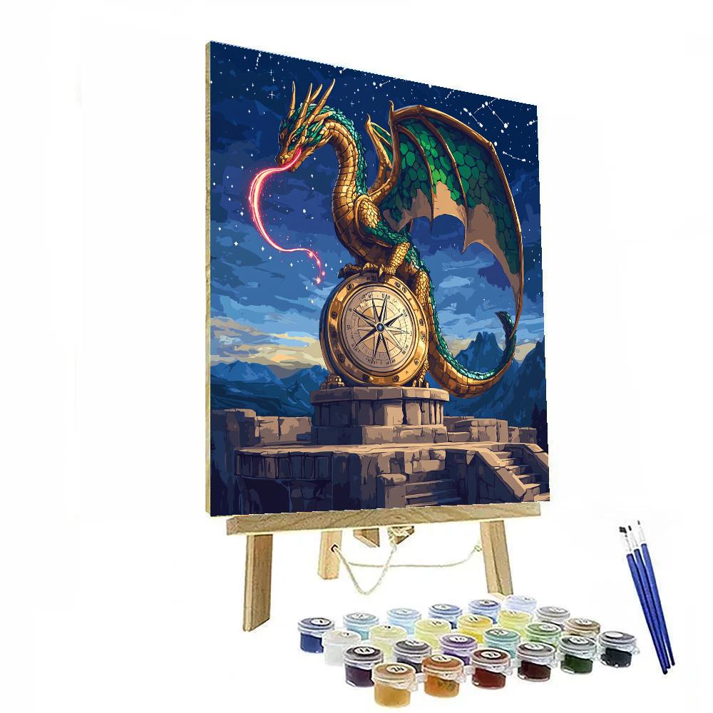 Clockwork Observatory With Dragon Guardian paint by color