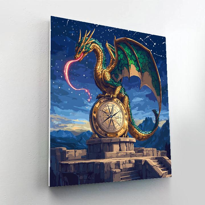 Clockwork Observatory With Dragon Guardian paint by color