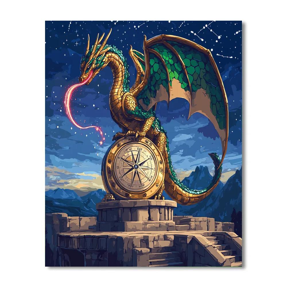 Clockwork Observatory With Dragon Guardian paint by color