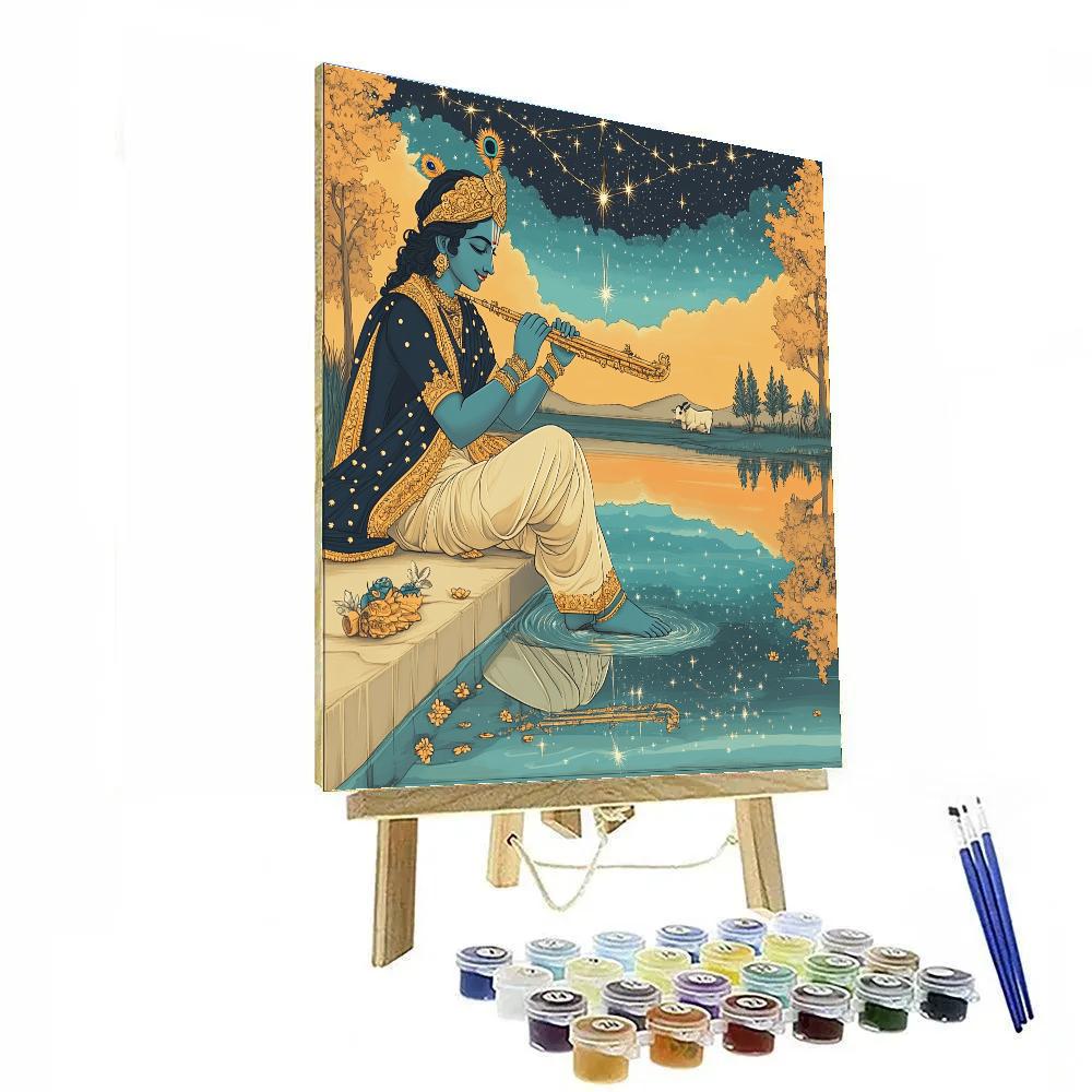 Krishna And The Mirror Lake Of Twin Skies Painting by numbers kit