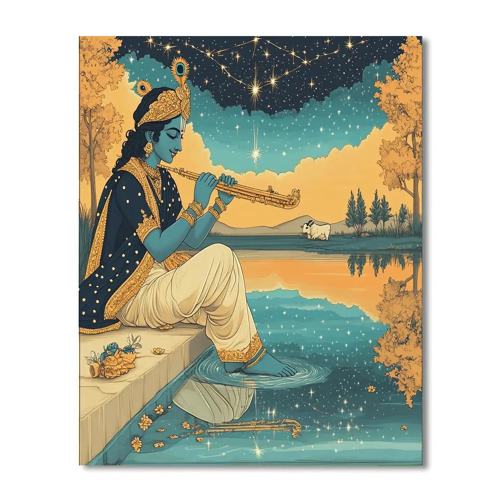 Krishna And The Mirror Lake Of Twin Skies Painting by numbers kit