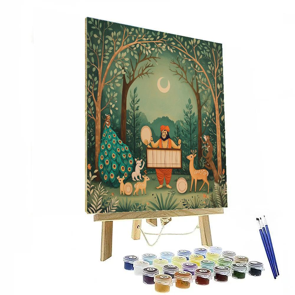 Hanuman Forest Drum Circle paint by numbers