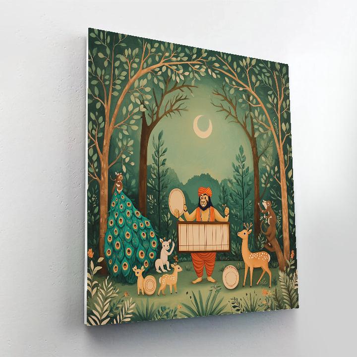 Hanuman Forest Drum Circle paint by numbers