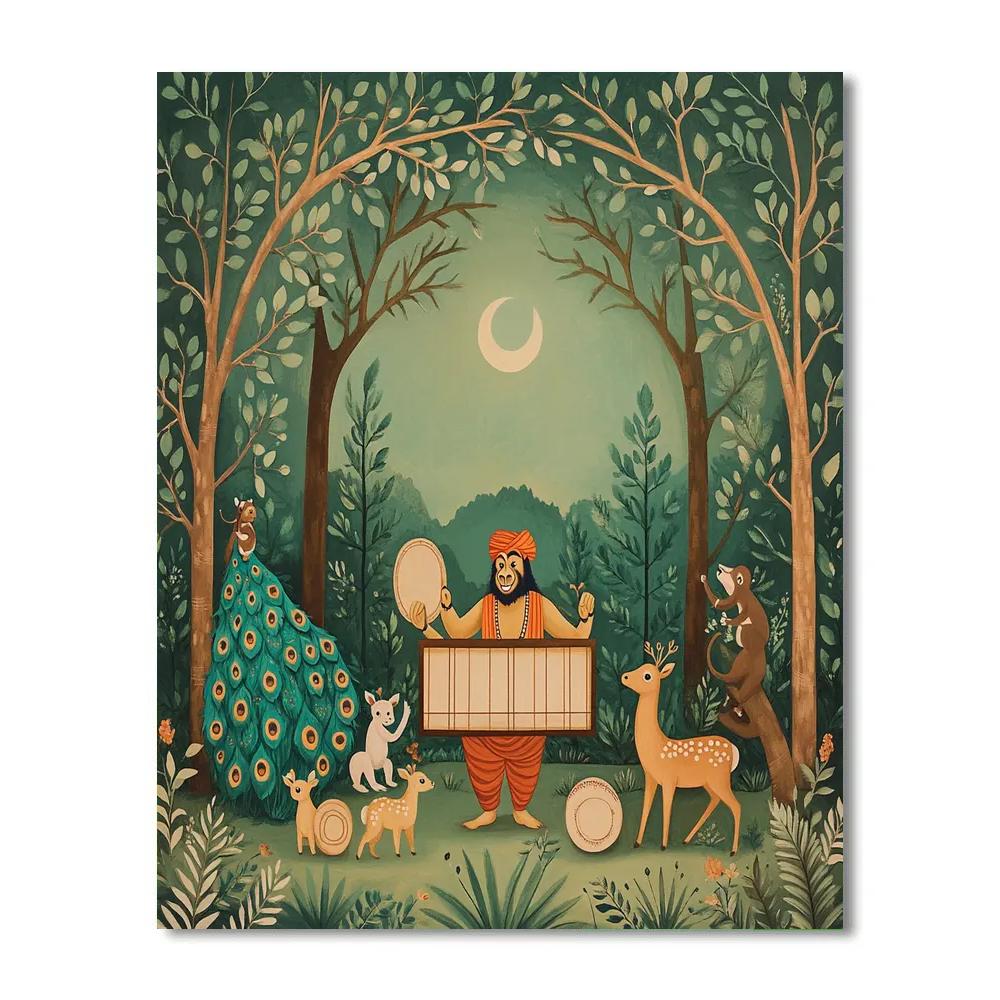 Hanuman Forest Drum Circle paint by numbers