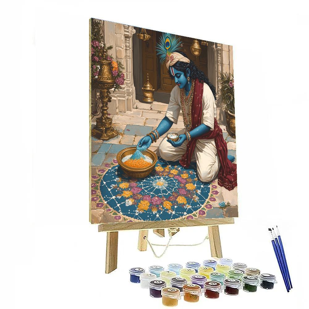 Krishna And The Star Map Rangoli Courtyard DIY paint by numbers
