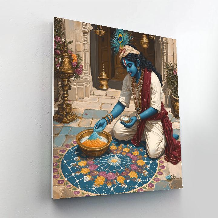 Krishna And The Star Map Rangoli Courtyard DIY paint by numbers