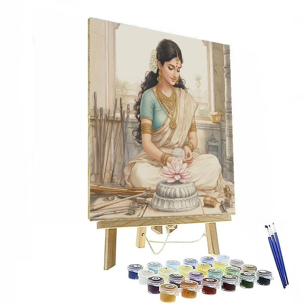 Parvati In Artisan Stone Carving Studio paint by numbers