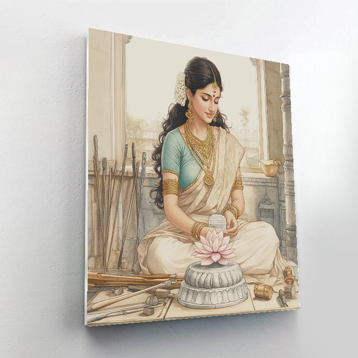 Parvati In Artisan Stone Carving Studio paint by numbers