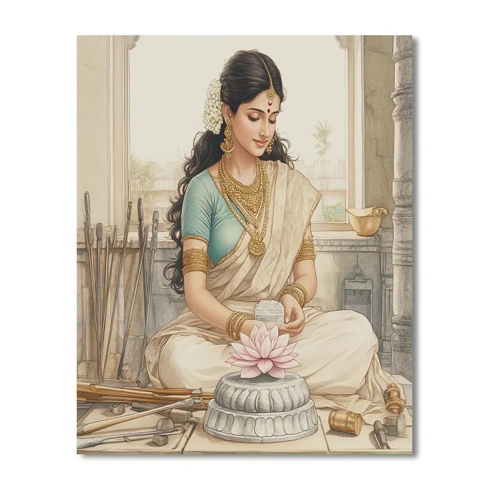 Parvati In Artisan Stone Carving Studio paint by numbers
