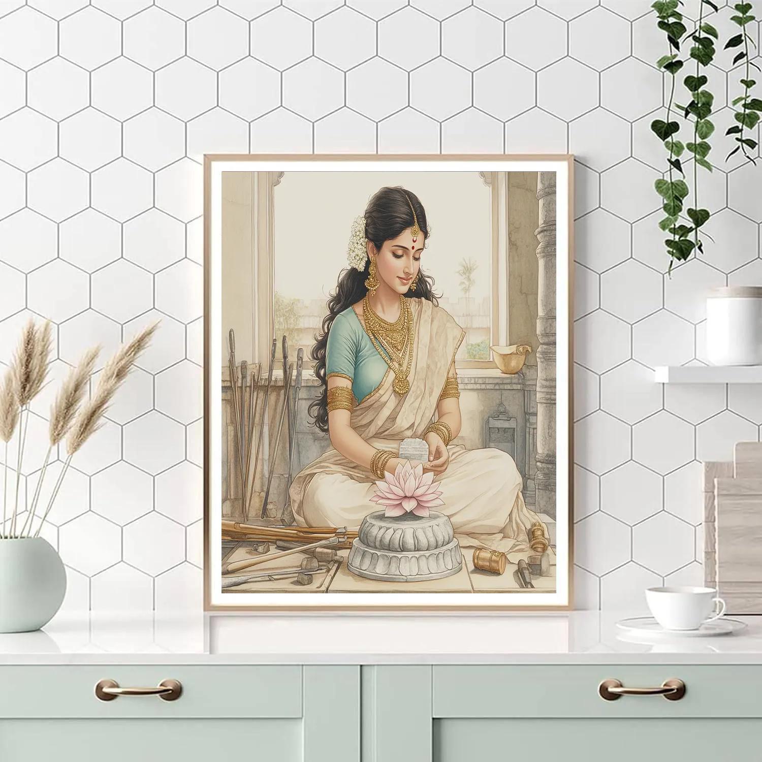 Parvati In Artisan Stone Carving Studio paint by numbers