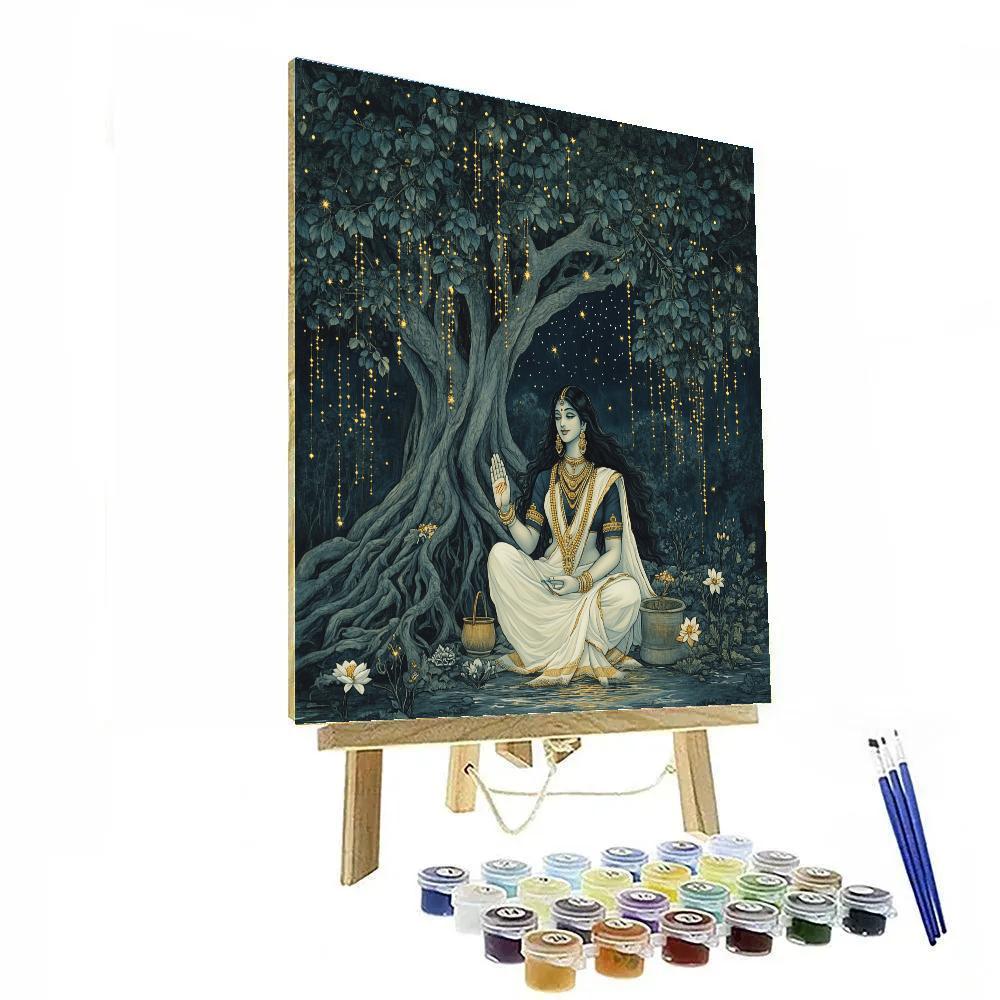Parvati Under Celestial Banyan Canopy paint by number