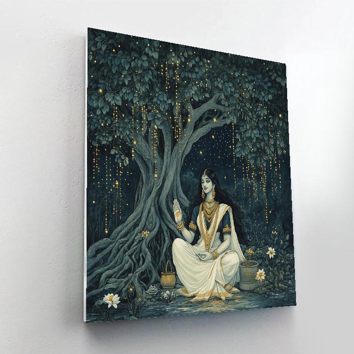 Parvati Under Celestial Banyan Canopy paint by number
