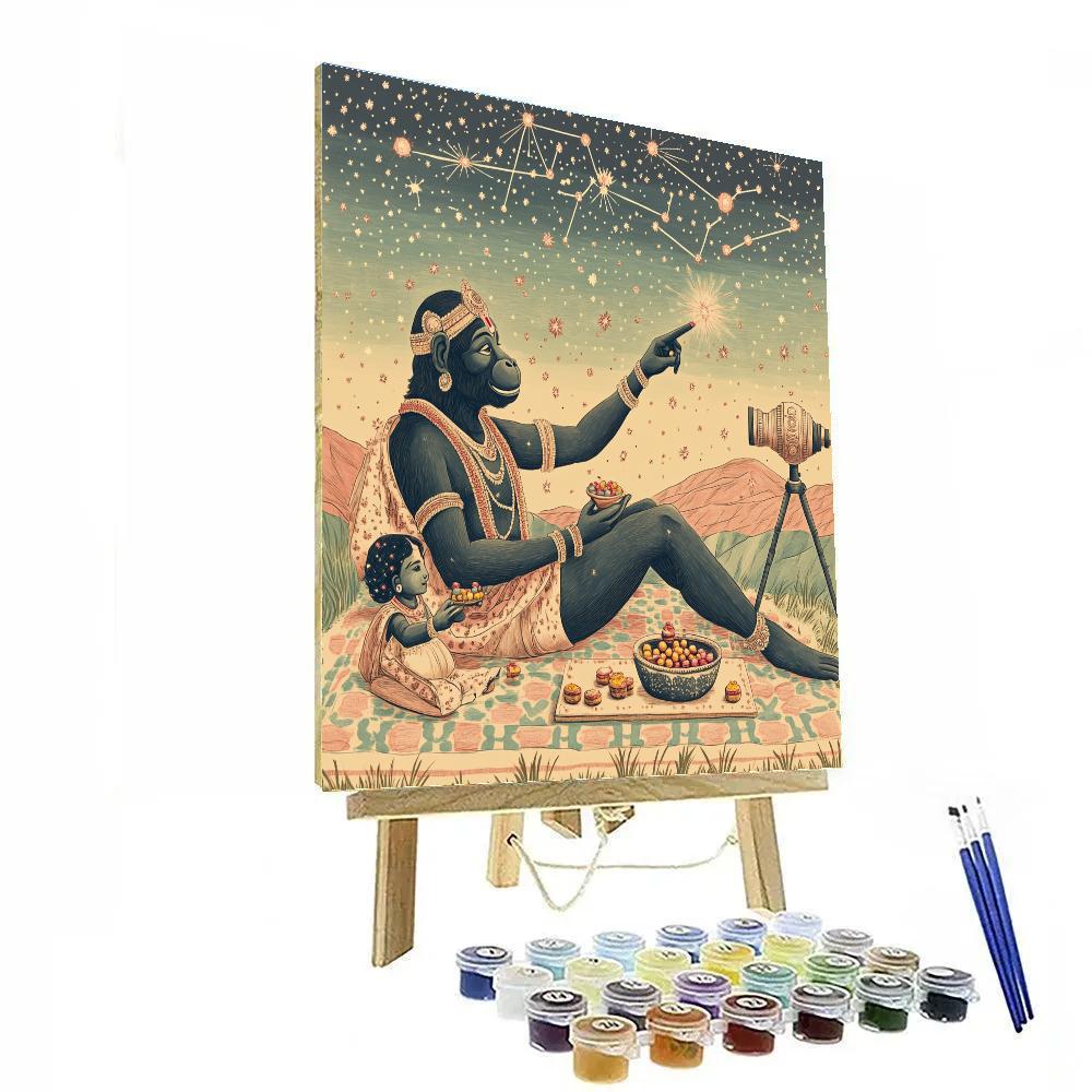 Hanuman Stargazing Picnic Blanket paint by numbers