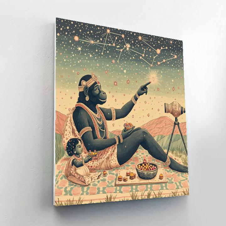 Hanuman Stargazing Picnic Blanket paint by numbers
