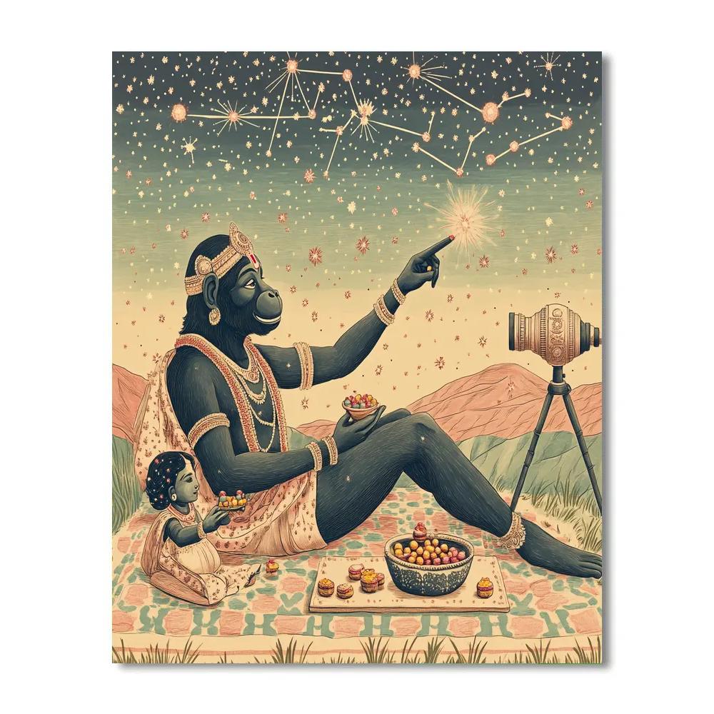 Hanuman Stargazing Picnic Blanket paint by numbers
