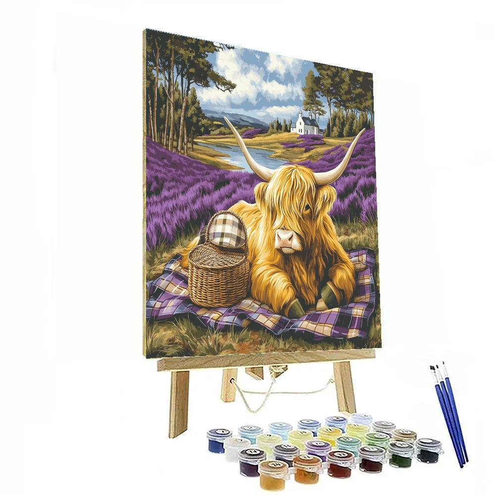 Heather Glen Picnic Highland Cow Paint by numbers kits