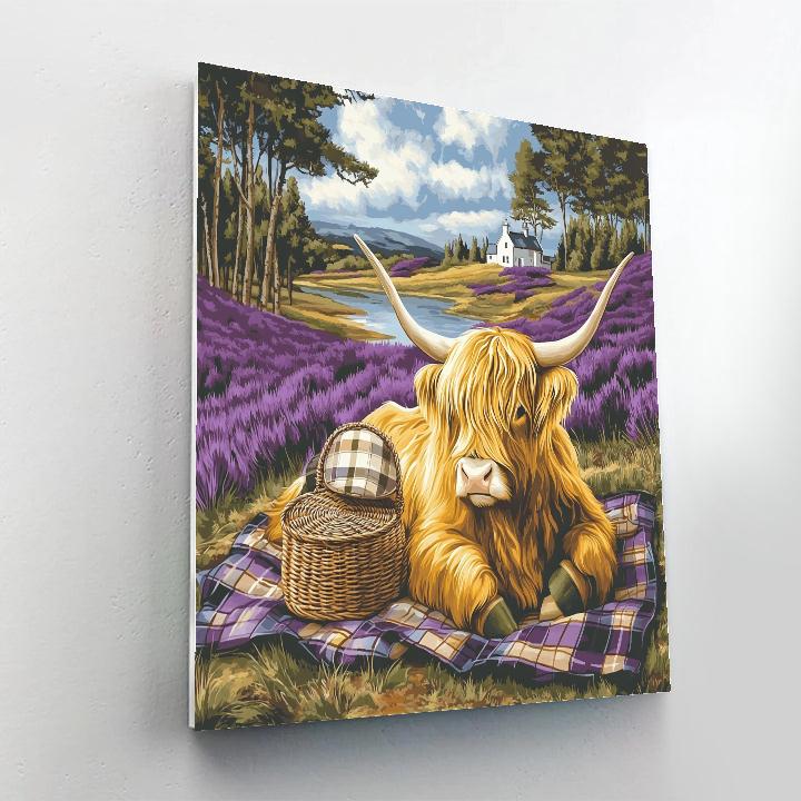 Heather Glen Picnic Highland Cow Paint by numbers kits