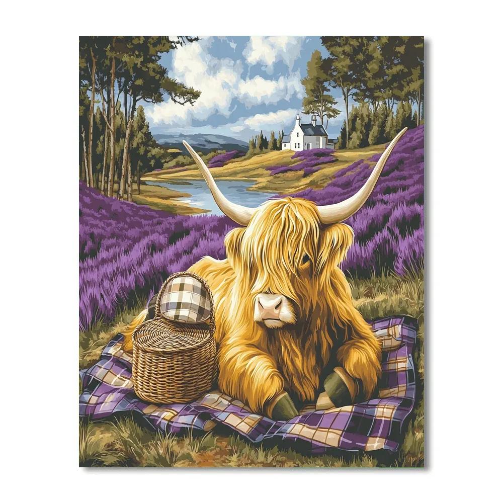 Heather Glen Picnic Highland Cow Paint by numbers kits