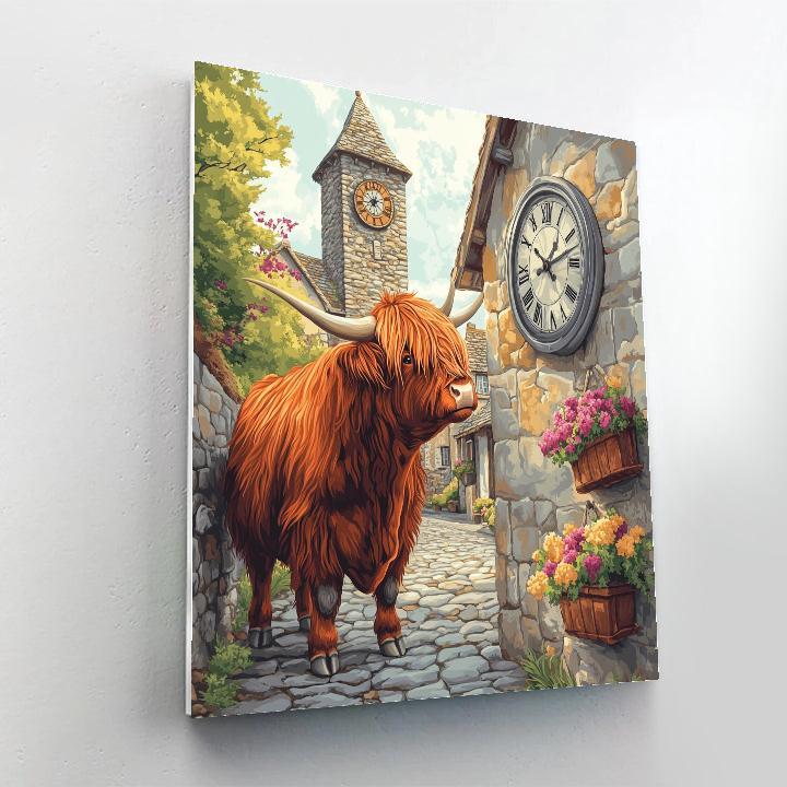 Highland Cow Clocktower Guardian Paint by numbers kits