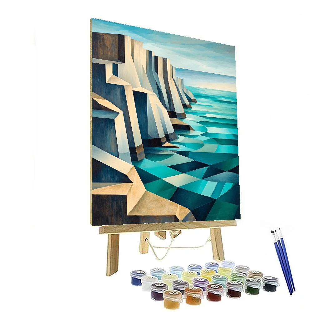 Pablo Picasso Inspired Fractured Coastal Cliffs And Tidal Mosaic Paint by numbers art