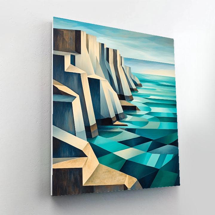 Pablo Picasso Inspired Fractured Coastal Cliffs And Tidal Mosaic Paint by numbers art