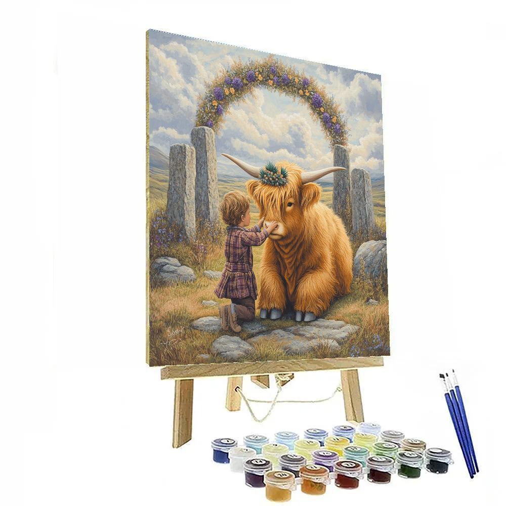 Highland Cow Thistle Crown Ceremony Painting by numbers kit