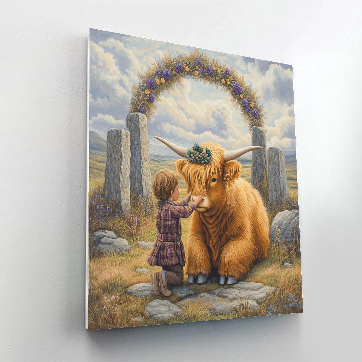 Highland Cow Thistle Crown Ceremony Painting by numbers kit