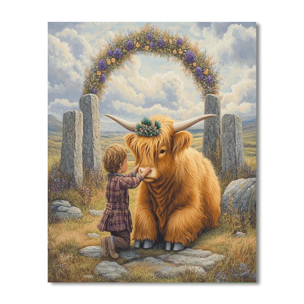 Highland Cow Thistle Crown Ceremony Painting by numbers kit