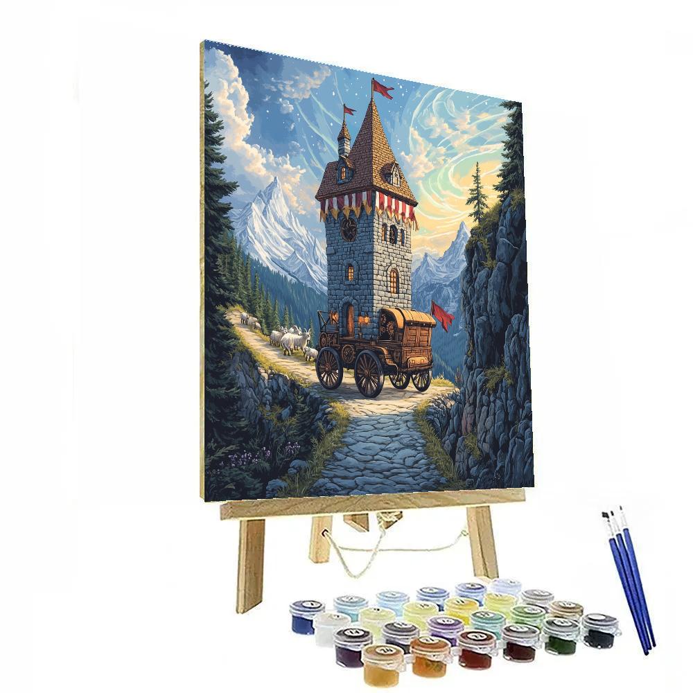 Mountain Pass With Castle Waystones paint by numbers