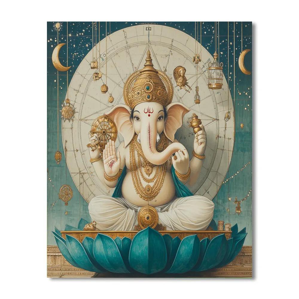 Clockwork Ganesha In Lotus Observatory Number painting