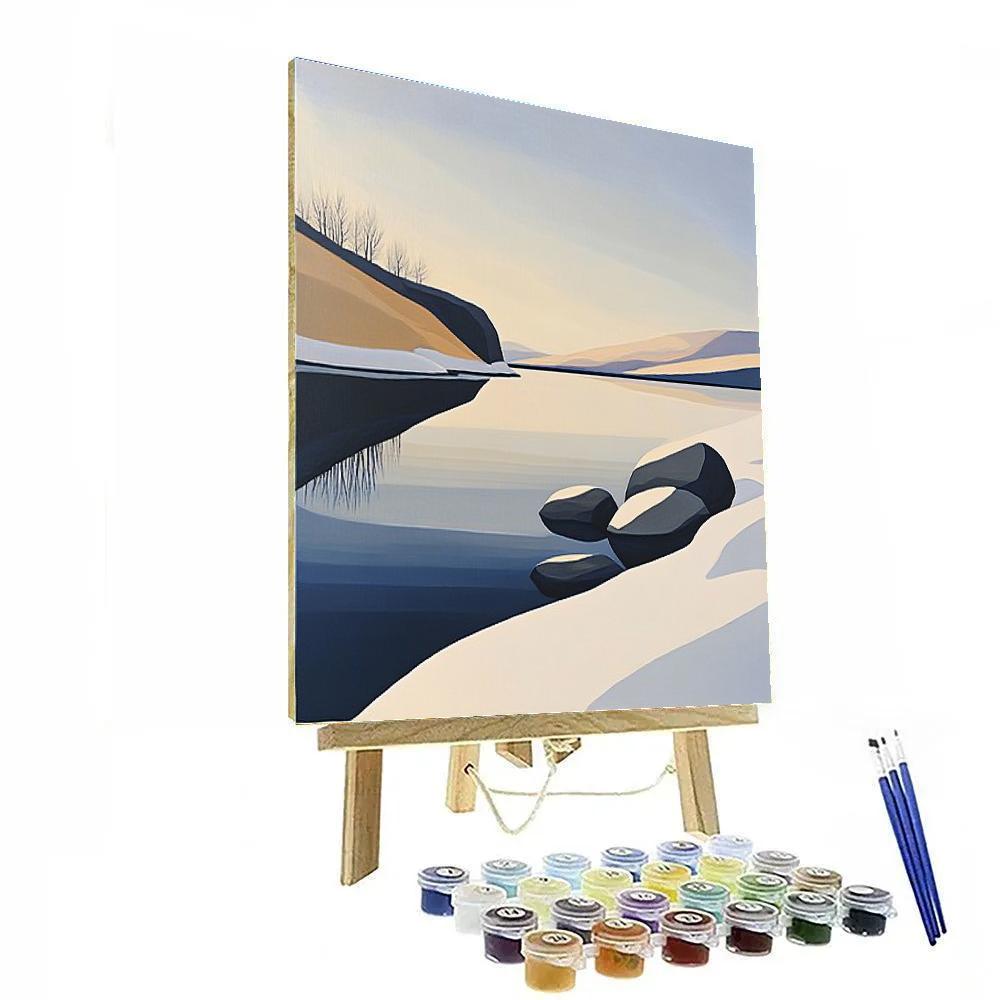 Lawren Harris Inspired Silent Ochre Headland And Indigo Lake Paint by numbers art