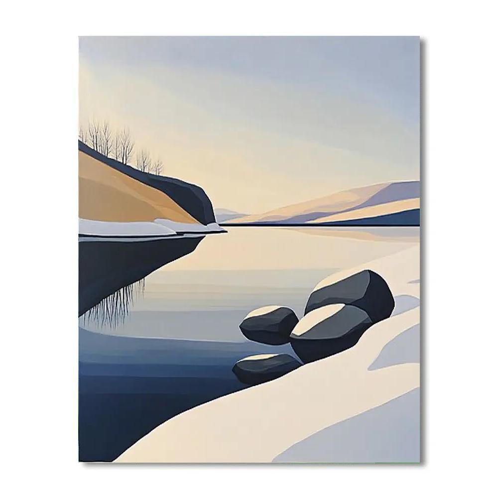 Lawren Harris Inspired Silent Ochre Headland And Indigo Lake Paint by numbers art