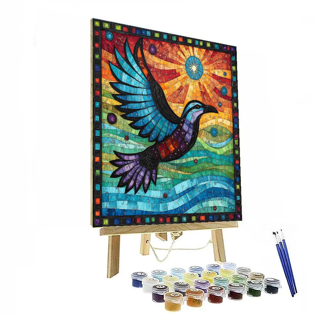 Norval Morrisseau Inspired Thunderbird Over Spiral Wind Currents paint by numbers