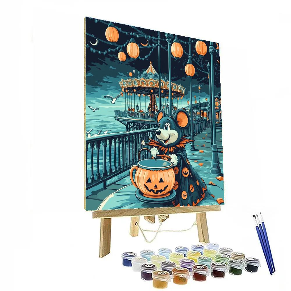 Haunted Teacup Carousel At Pumpkin Pier Painting by numbers kit