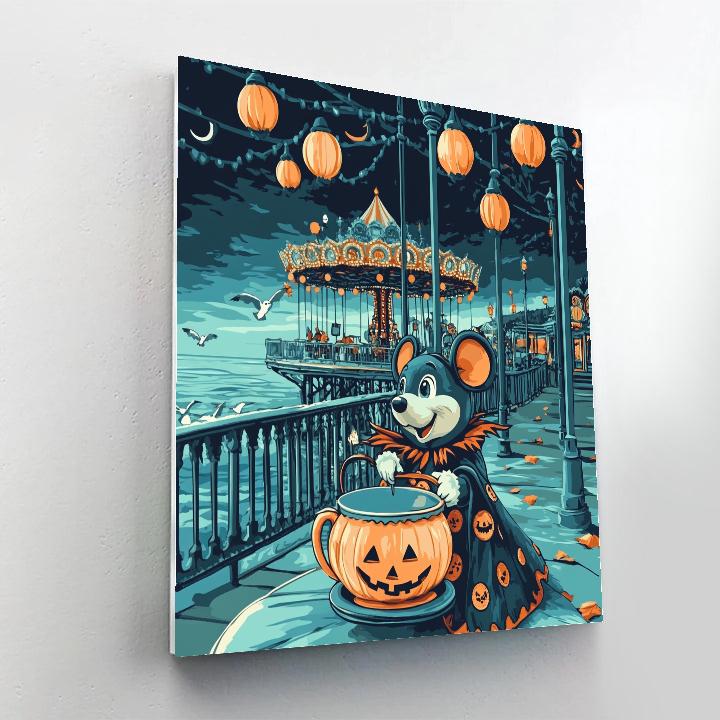 Haunted Teacup Carousel At Pumpkin Pier Painting by numbers kit