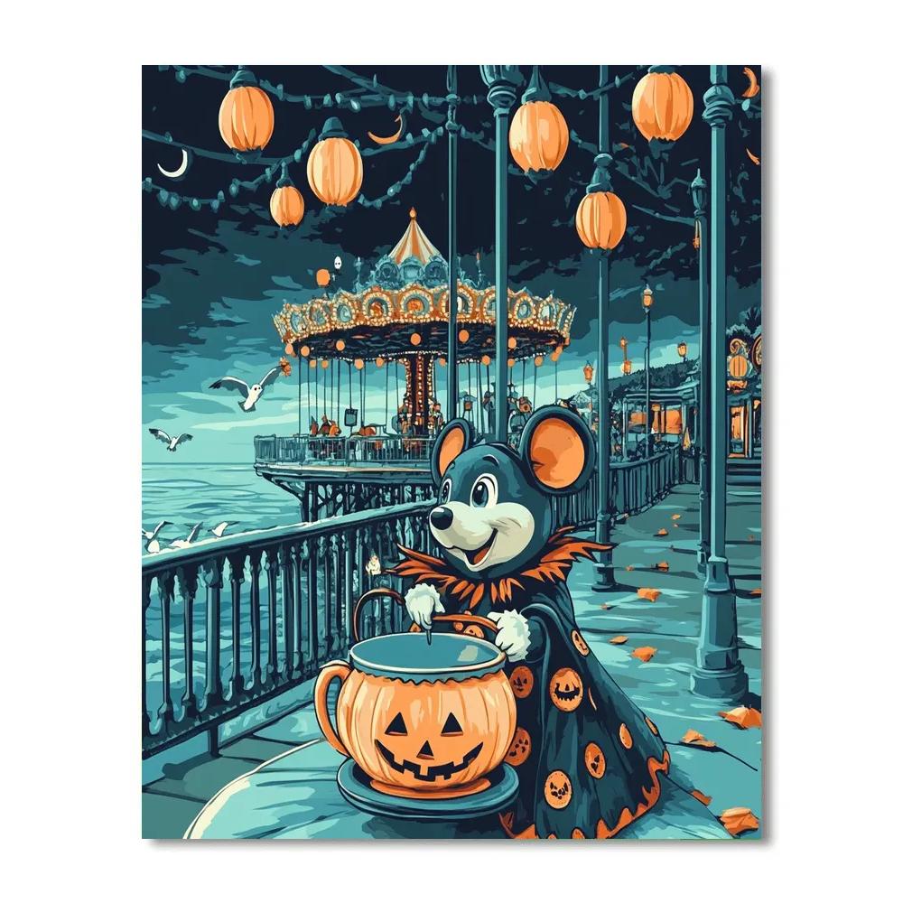 Haunted Teacup Carousel At Pumpkin Pier Painting by numbers kit