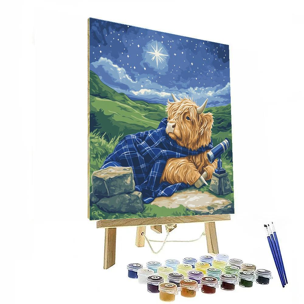 Stargazer Blanket Highland Cow Paint by numbers art